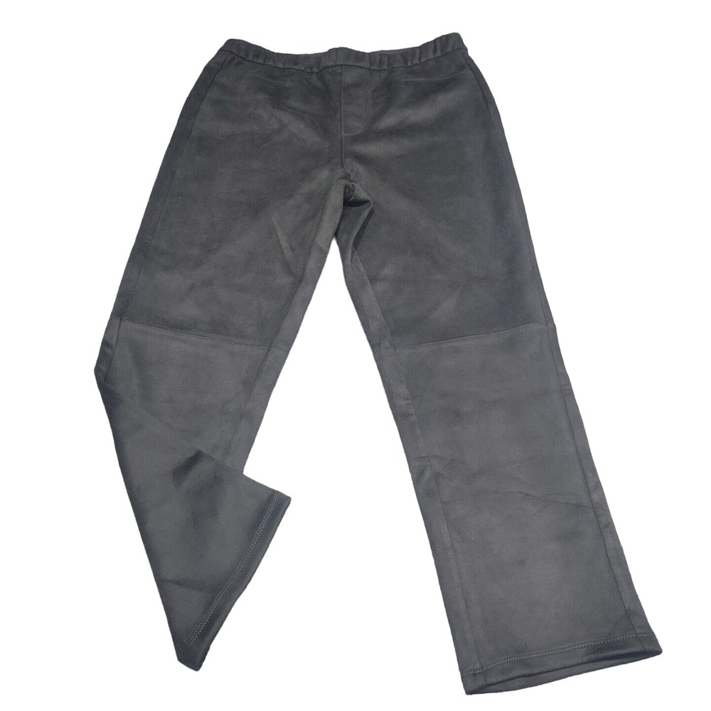 Isaac Mizrahi Live Womens Faux Suede Pants Petite 6P Black Straight Leg Ankle